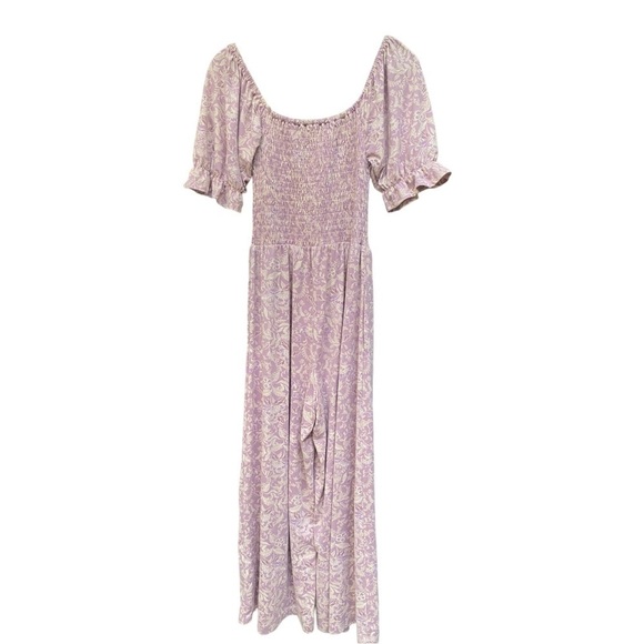 WAYF I Mauve Botanical I Smocked Bodice I Jumpsuit I Size: XS - Picture 8 of 13